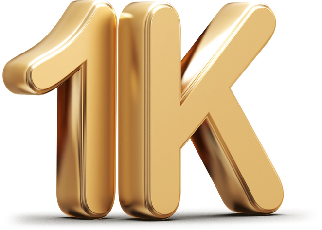 1k followers golden number 3D