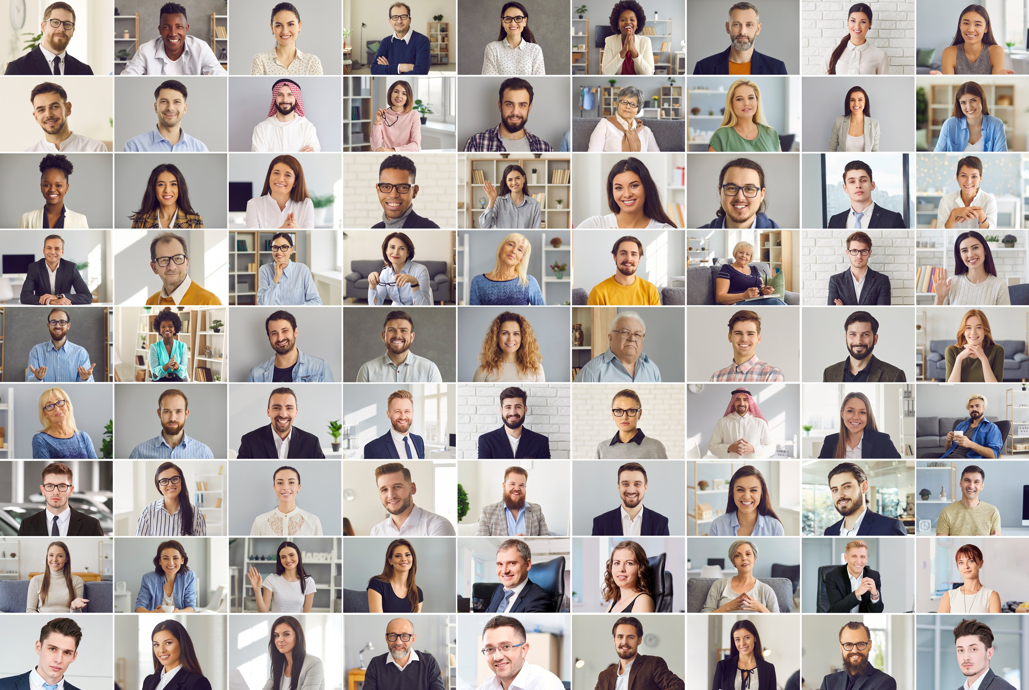 Collage of Happy Multicultural Business People.